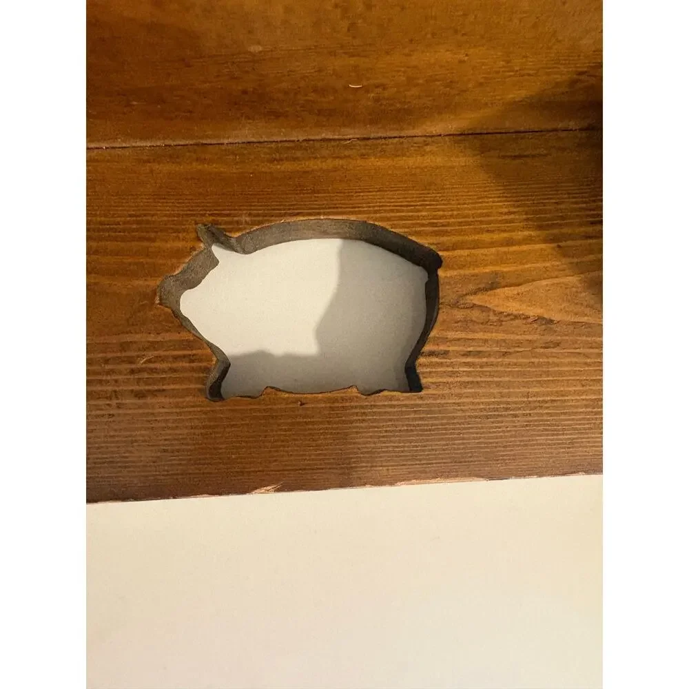 Vintage Wooden Pig Cut Out Shelf